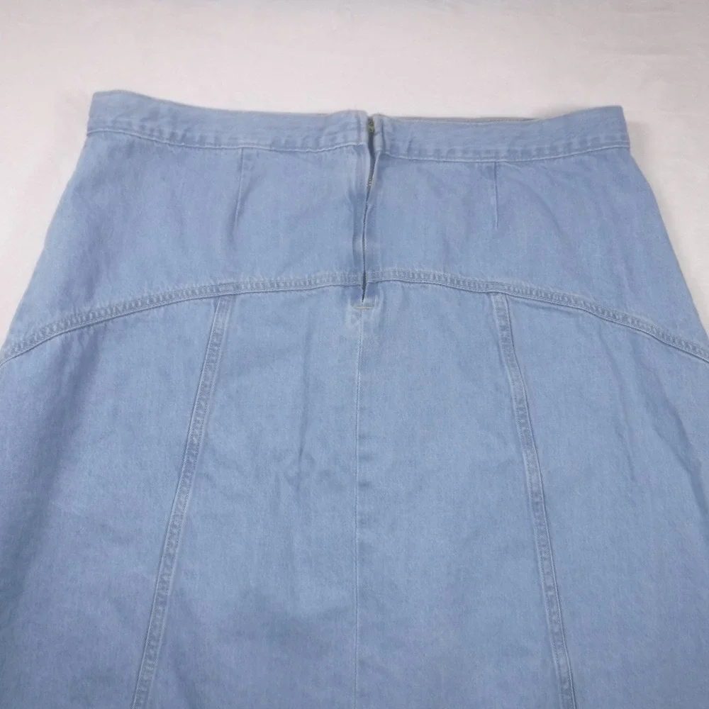 Old Navy Drapey Denim High-Rise‎ Midi Skirt Light Wash Blue Size 18 A Line
